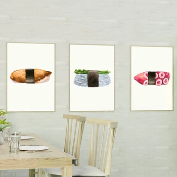 Komplekt 3 Köögi-Prints | Akvarell Sushi Seina Art | Kaasaegne Jaapani Wall Decor | Home Decor | Food Art | Kingitus Idee